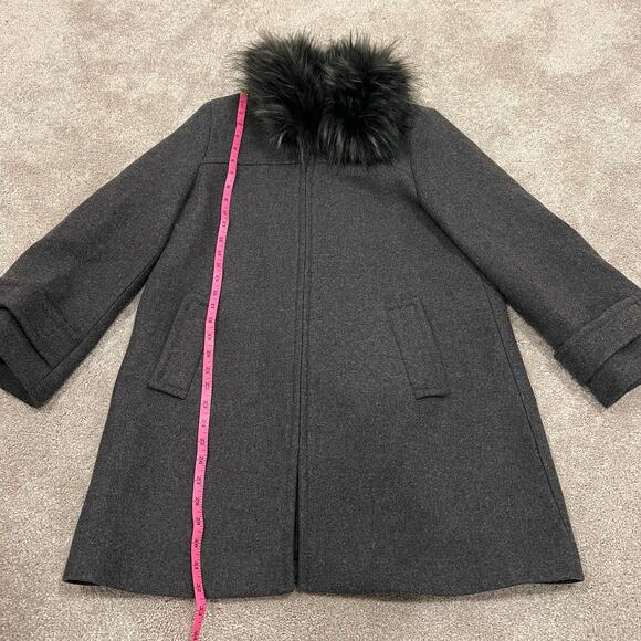 Zara Women's Grey Wool Jacket with Zipper and Faux Fur Collar Size M - Picture 9 of 12